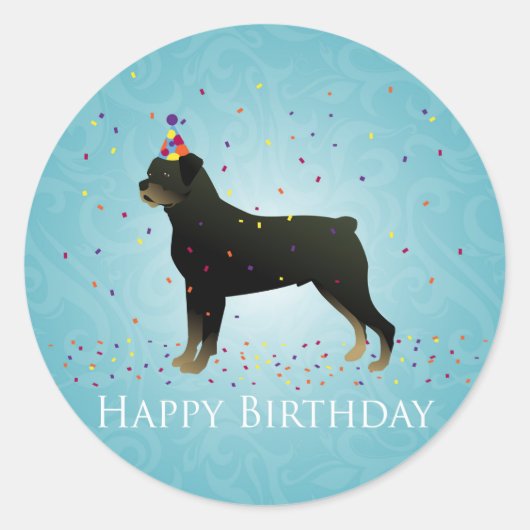 Sticker Rond Conception de l'anniversaire de Rottweiler (Devant)