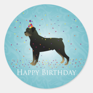 Sticker Rond Conception de l'anniversaire de Rottweiler