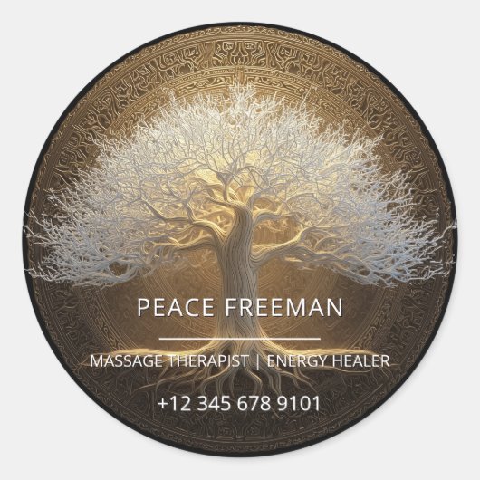 Sticker Rond Conception de l'Arbre de Lumière Éternelle | Arbre (Devant)