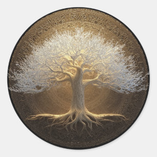 Sticker Rond Conception de l'Arbre de Lumière Éternelle Arbre