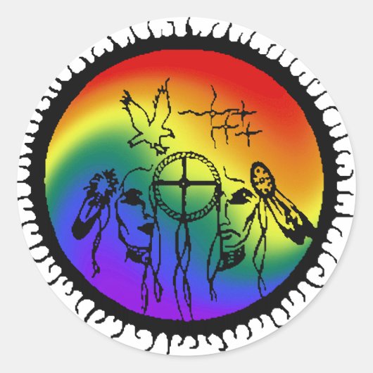 Sticker Rond Conception de l'arc-en-ciel à deux esprits (Devant)