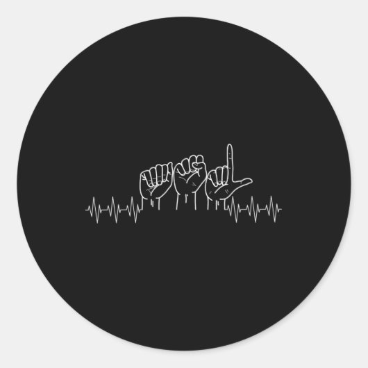 Sticker Rond Conception de l'ASL de Hearbeat pour l'ASL Lover D (Devant)