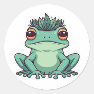 Sticker Rond Conception de l'autocollant Prince Frog Whimsical