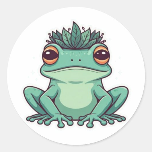 Sticker Rond Conception de l'autocollant Prince Frog Whimsical (Devant)