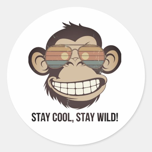 Sticker Rond Conception de l'autocollant singe (Devant)