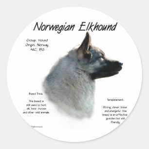 Sticker Rond Conception de l'histoire Elkhound norvégienne