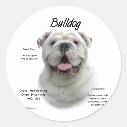 Sticker Rond Conception de l'historique de Bulldog (Devant)