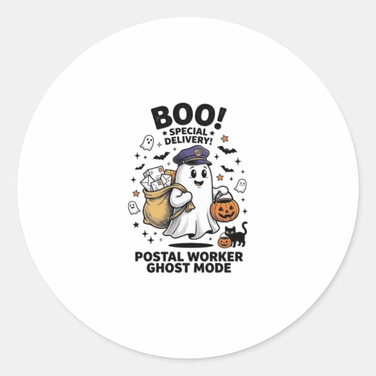 Sticker Rond Conception de livraison d'Halloween en mode fantôm (Devant)