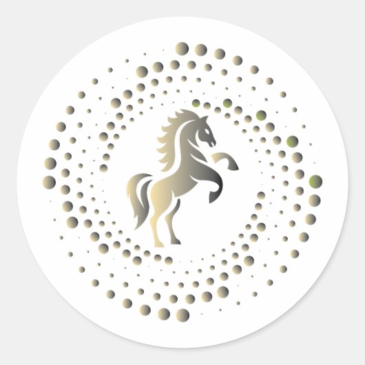 Sticker Rond conception de logo de course de chevaux en or (Devant)