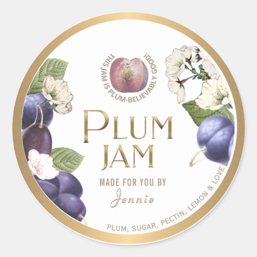 Sticker Rond Conception de logo Witty Elegant Plum Jam Preserve (Devant)