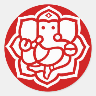 Sticker Rond Conception de Lotus Ganesha