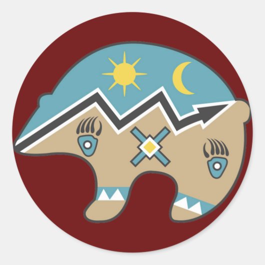 Sticker Rond Conception de l'ours tribal (Devant)
