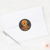 Sticker Rond Conception de lune de skateboard d'Halloween Hallo (Enveloppe)