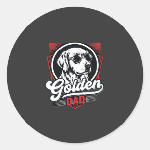 Sticker Rond Conception de lunettes de soleil Golden Dad Golden