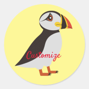 Sticker Rond Conception de macareux de l'Atlantique Cute Thunde
