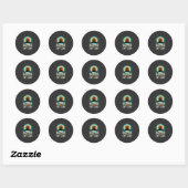 Sticker Rond Conception de maison hantée de dame de chat effray (Feuille)