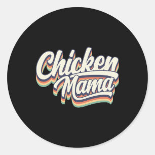 Sticker Rond Conception de Mama de poulet de style rétro vintag