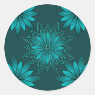 Sticker Rond Conception de mandala à feuilles sarcelles sur fon