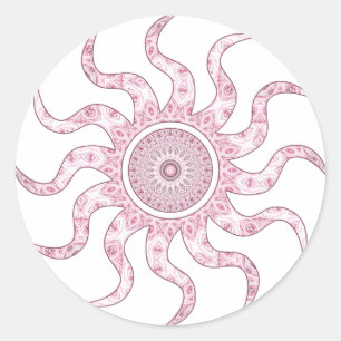 Sticker Rond Conception de mandala au soleil rose