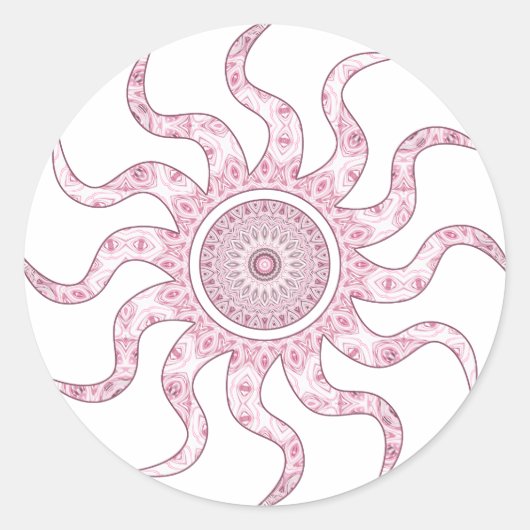 Sticker Rond Conception de mandala au soleil rose (Devant)