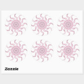 Sticker Rond Conception de mandala au soleil rose (Feuille)