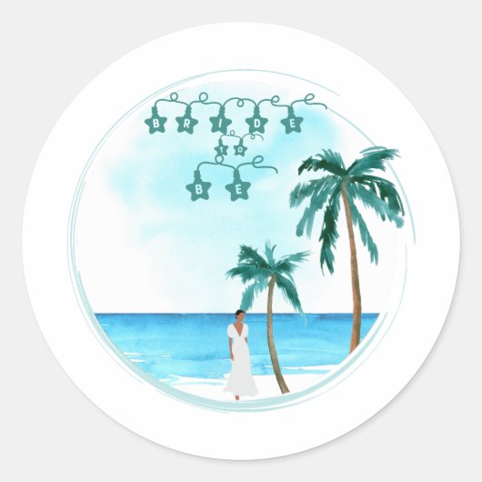 Sticker Rond Conception de mariage sur la plage (Devant)