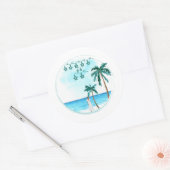 Sticker Rond Conception de mariage sur la plage (Enveloppe)