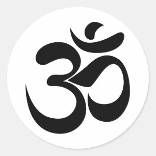 Sticker Rond Conception de méditation de symbole Om sanskrit mi