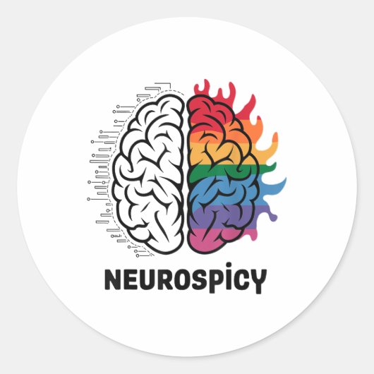 Sticker Rond Conception de mème de cerveau épicé Neuro _1 (Devant)