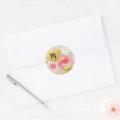 Sticker Rond Conception de Monagram Coeur Floral rose et or (Enveloppe)