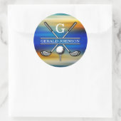 Sticker Rond Conception de monogramme de golf élégant personnal (Sac)