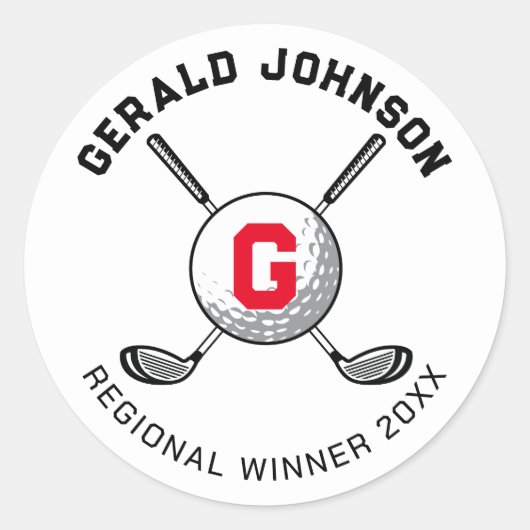 Sticker Rond Conception de monogramme de golf sur mesure (Devant)