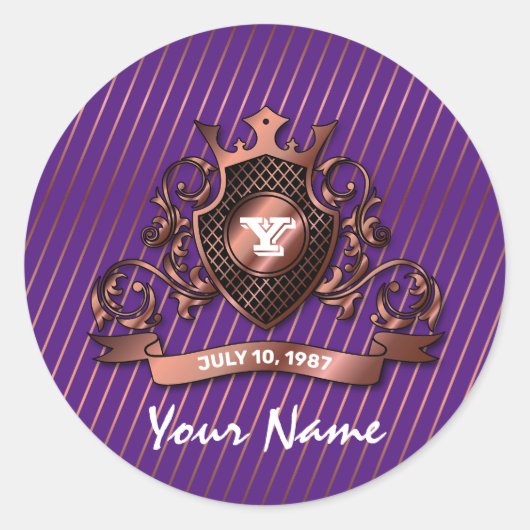 Sticker Rond Conception de monogramme élégant personnalisé mini (Devant)