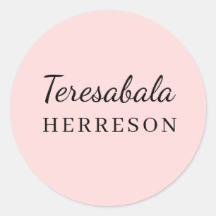 Sticker Rond Conception de monogramme minimal moderne rose tend