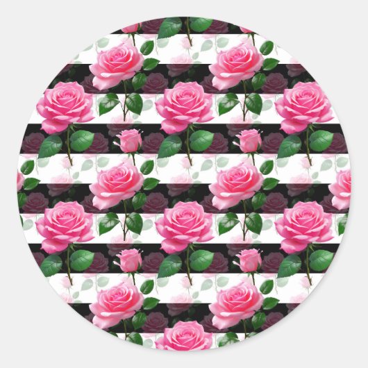 Sticker Rond Conception de Motif de fleurs Arrière - plans trié (Devant)