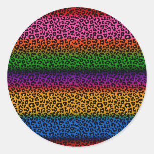 Sticker Rond Conception de motif imprimé animal léopard coloré