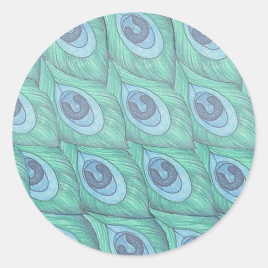 Sticker Rond Conception de Motif Peacock turquoise (Devant)