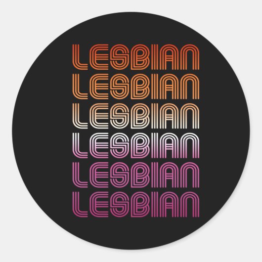 Sticker Rond Conception de motif rétro lesbien (Devant)