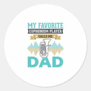 Sticker Rond Conception de musique vintage de papa euphonium dr