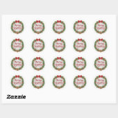 Sticker Rond Conception de Noël Classique Fête Traditionnelle (Feuille)