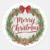 Sticker Rond Conception de Noël Classique Fête Traditionnelle (Devant)