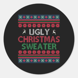 Sticker Rond Conception de Noël drôle Pull de Noël Ugly Party p