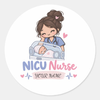 Sticker Rond Conception de nom de bébé nouveau-né infirmière de