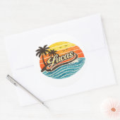 Sticker Rond Conception de nom Lucas Retro Sunset (Enveloppe)