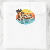 Sticker Rond Conception de nom Lucas Retro Sunset (Sac)