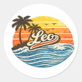 Sticker Rond Conception de nom Sunset Retro Leo (Devant)