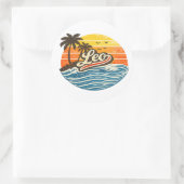 Sticker Rond Conception de nom Sunset Retro Leo (Sac)