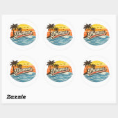 Sticker Rond Conception de nom Sunset Retro Thomas (Feuille)