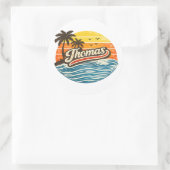 Sticker Rond Conception de nom Sunset Retro Thomas (Sac)