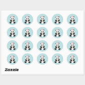 Sticker Rond Conception de Panda douce à la menthe et rose (Feuille)